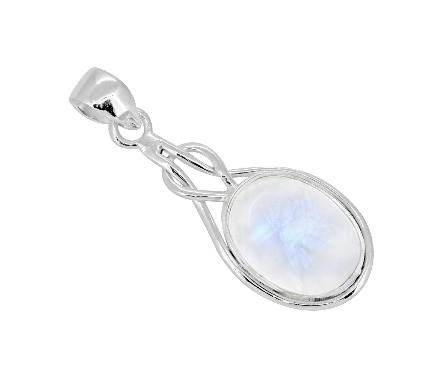 Rainbow Moonstone Solid 925 Sterling Silver Chain Knot Pendant Jewelry - YoTreasure