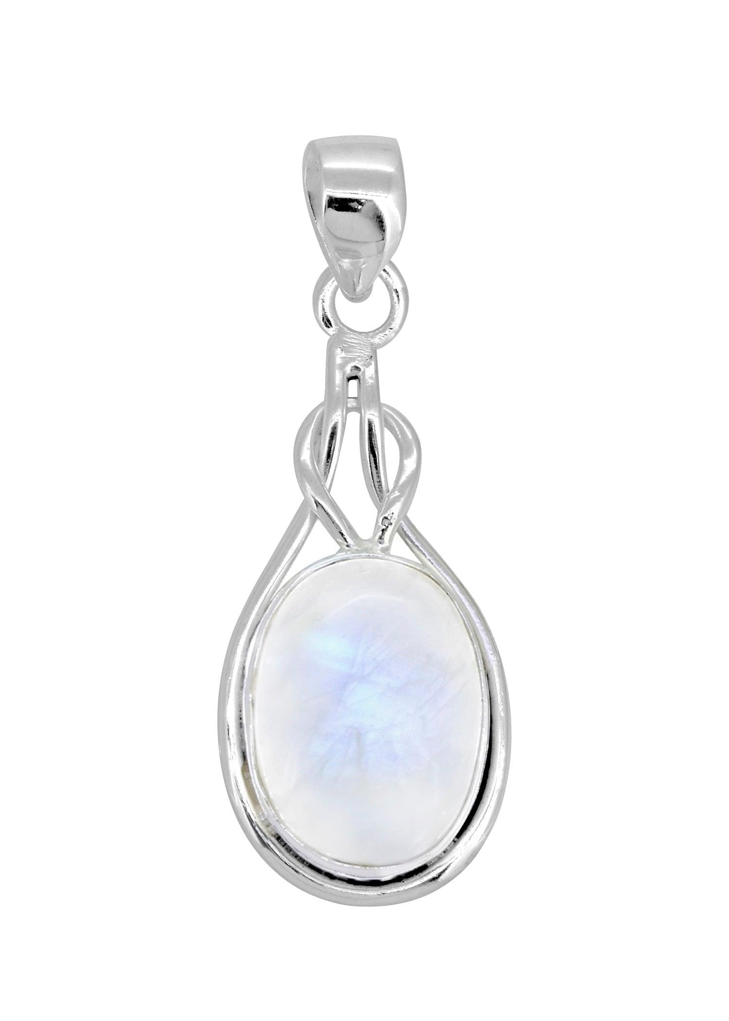 Rainbow Moonstone Solid 925 Sterling Silver Chain Knot Pendant Jewelry - YoTreasure