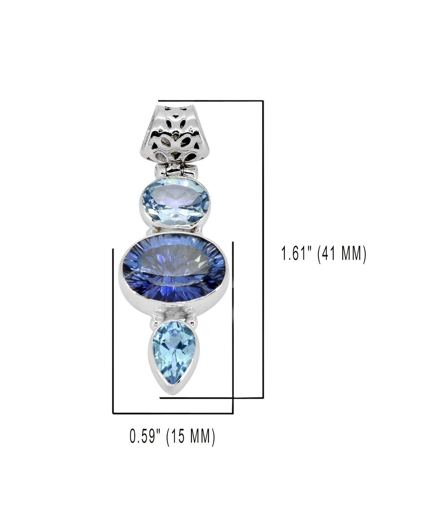 Blue Quartz Solid 925 Sterling Silver Chain Pendant Jewelry - YoTreasure