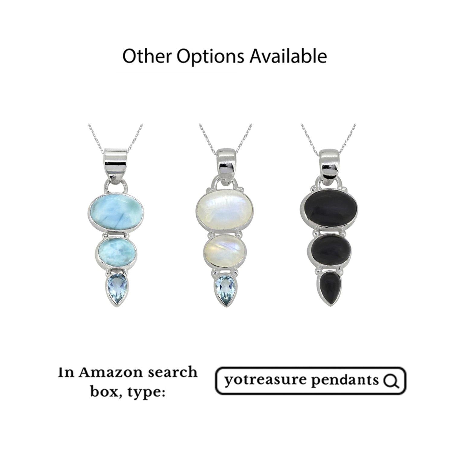 Moonstone Blue Topaz Solid 925 Sterling Silver Chain Pendant Jewelry - YoTreasure