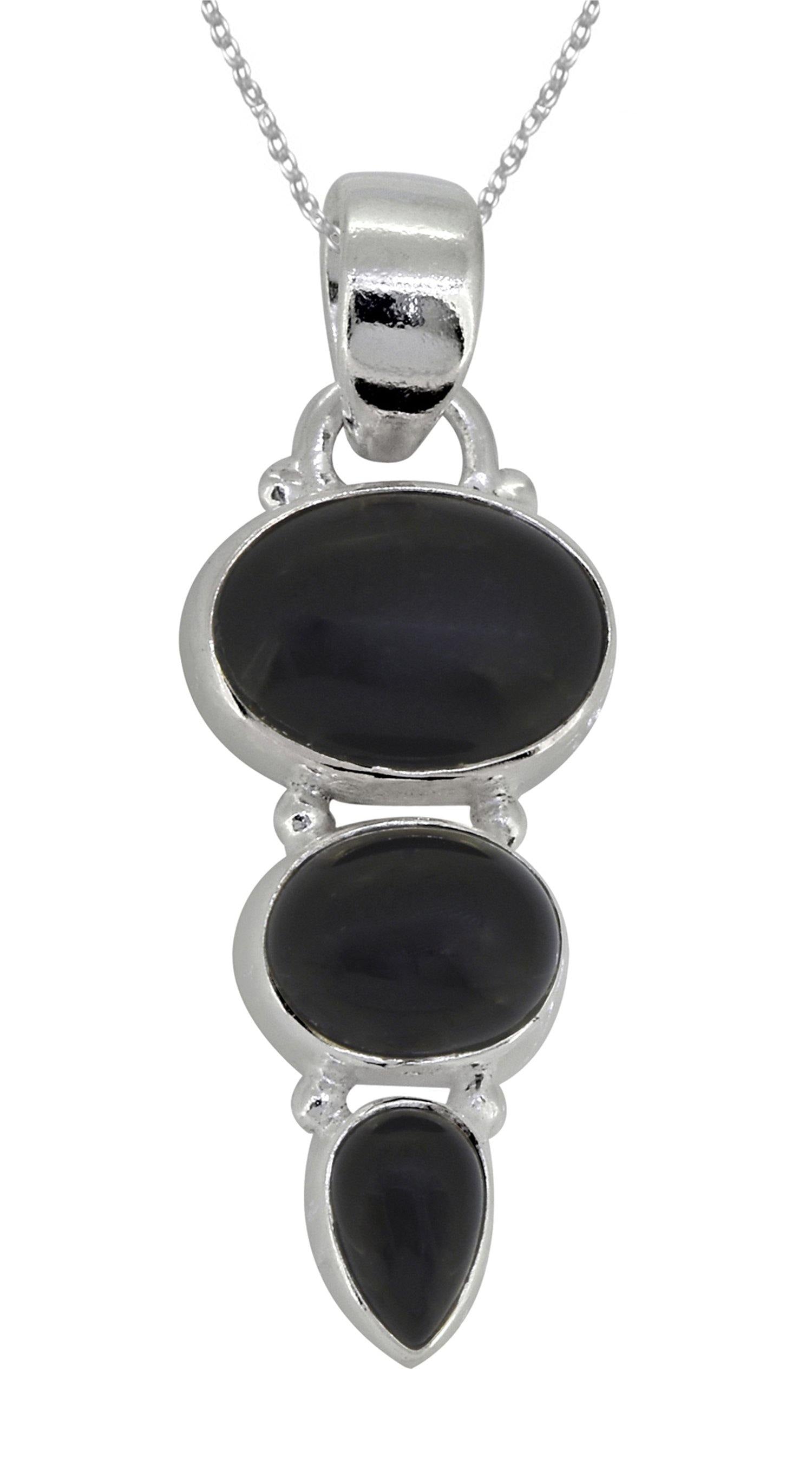 Black Onyx Solid 925 Sterling Silver Chain Pendant Jewelry - YoTreasure
