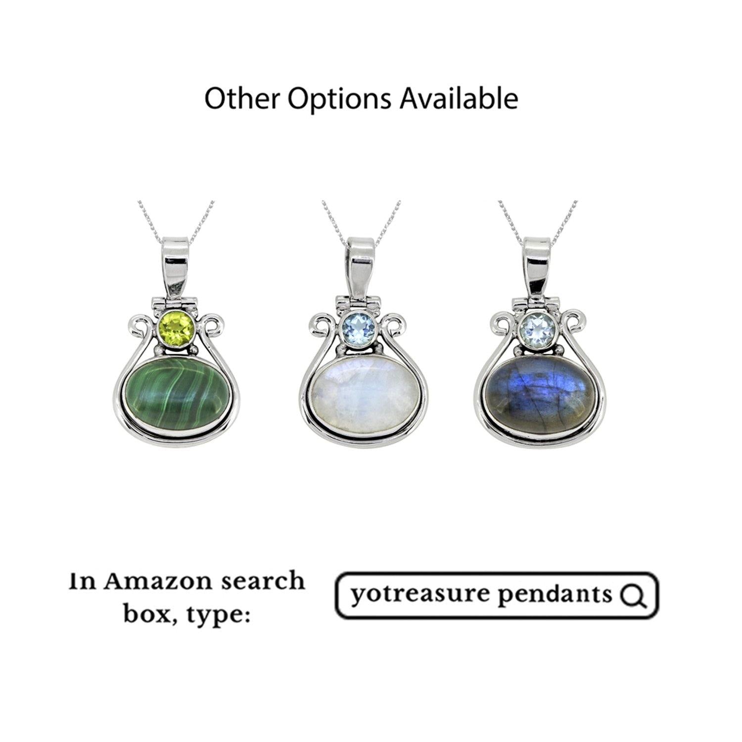 Moonstone Blue Topaz Solid 925 Sterling Silver Chain Pendant Jewelry - YoTreasure