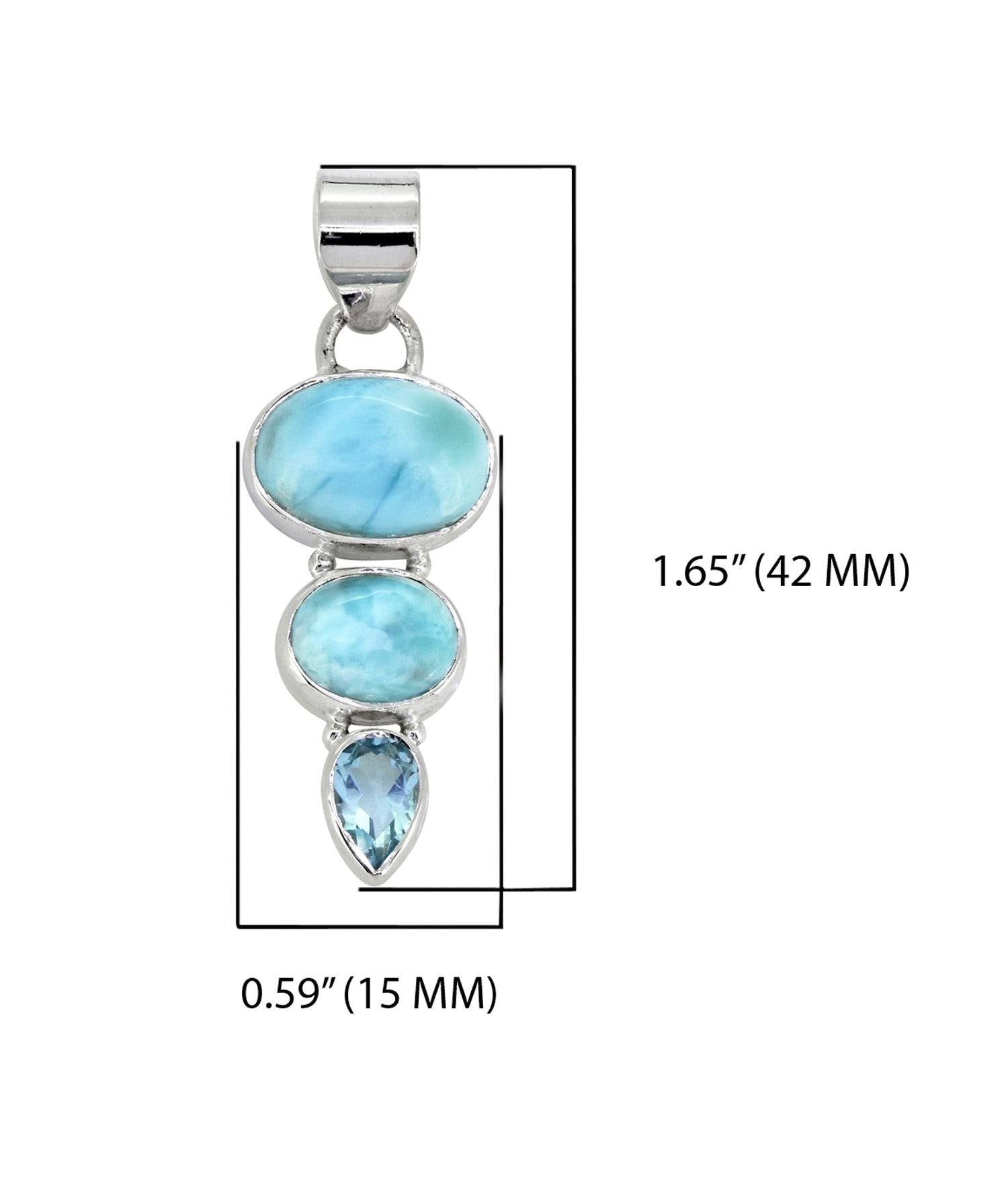 Larimar Blue Topaz Solid 925 Sterling Silver Chain Pendant Jewelry - YoTreasure