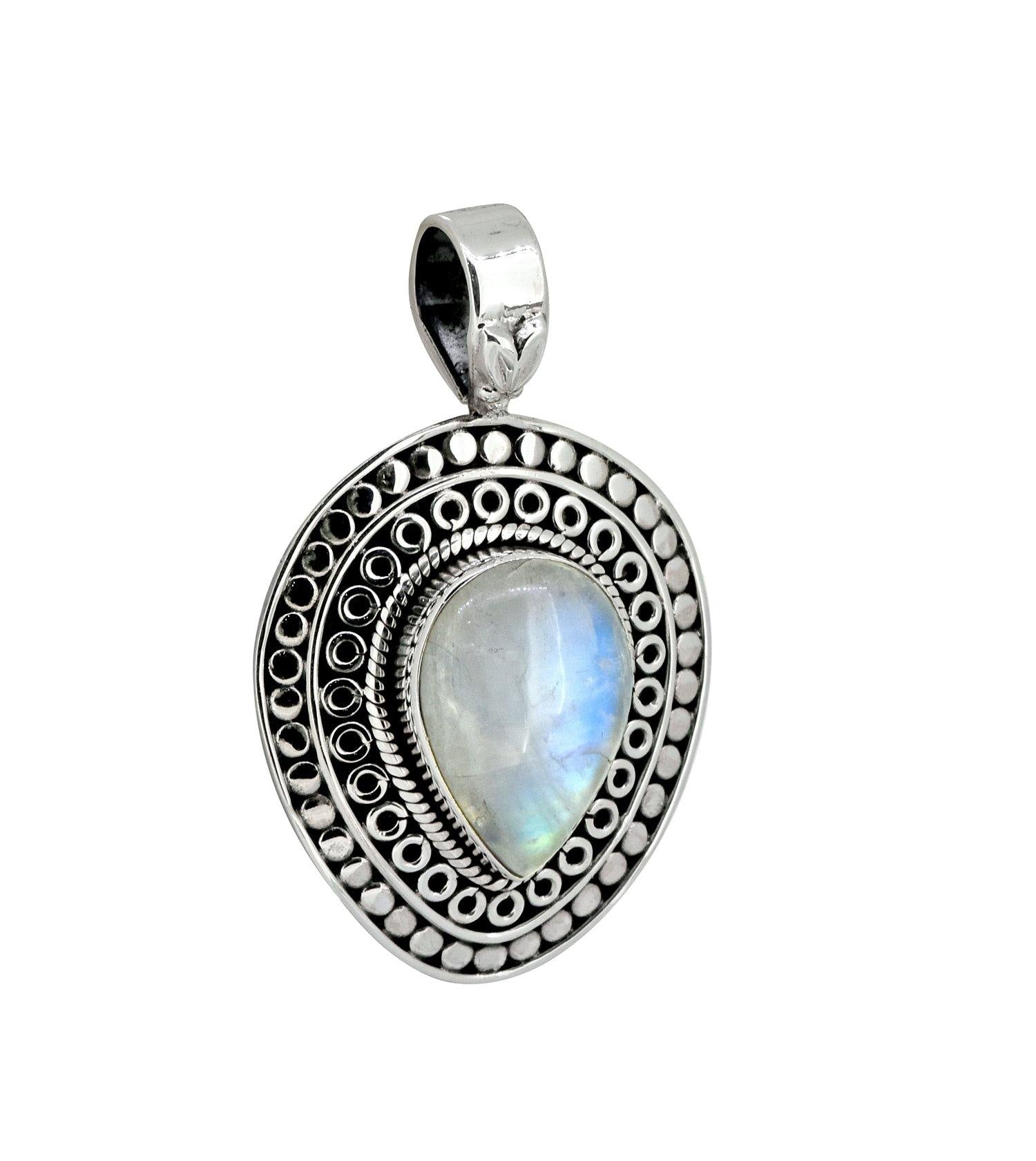 Rainbow Moonstone Solid 925 Sterling Silver Chain Pendant Jewelry - YoTreasure