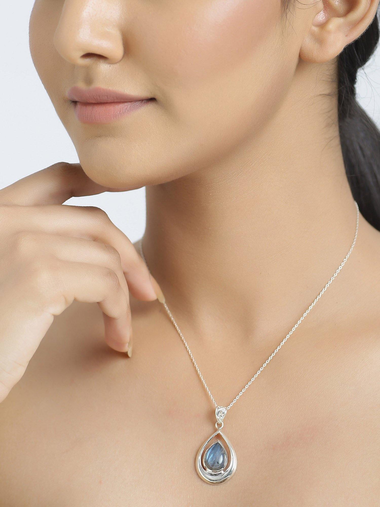 Labradorite Solid 925 Sterling Silver Chain Pendant Jewelry - YoTreasure