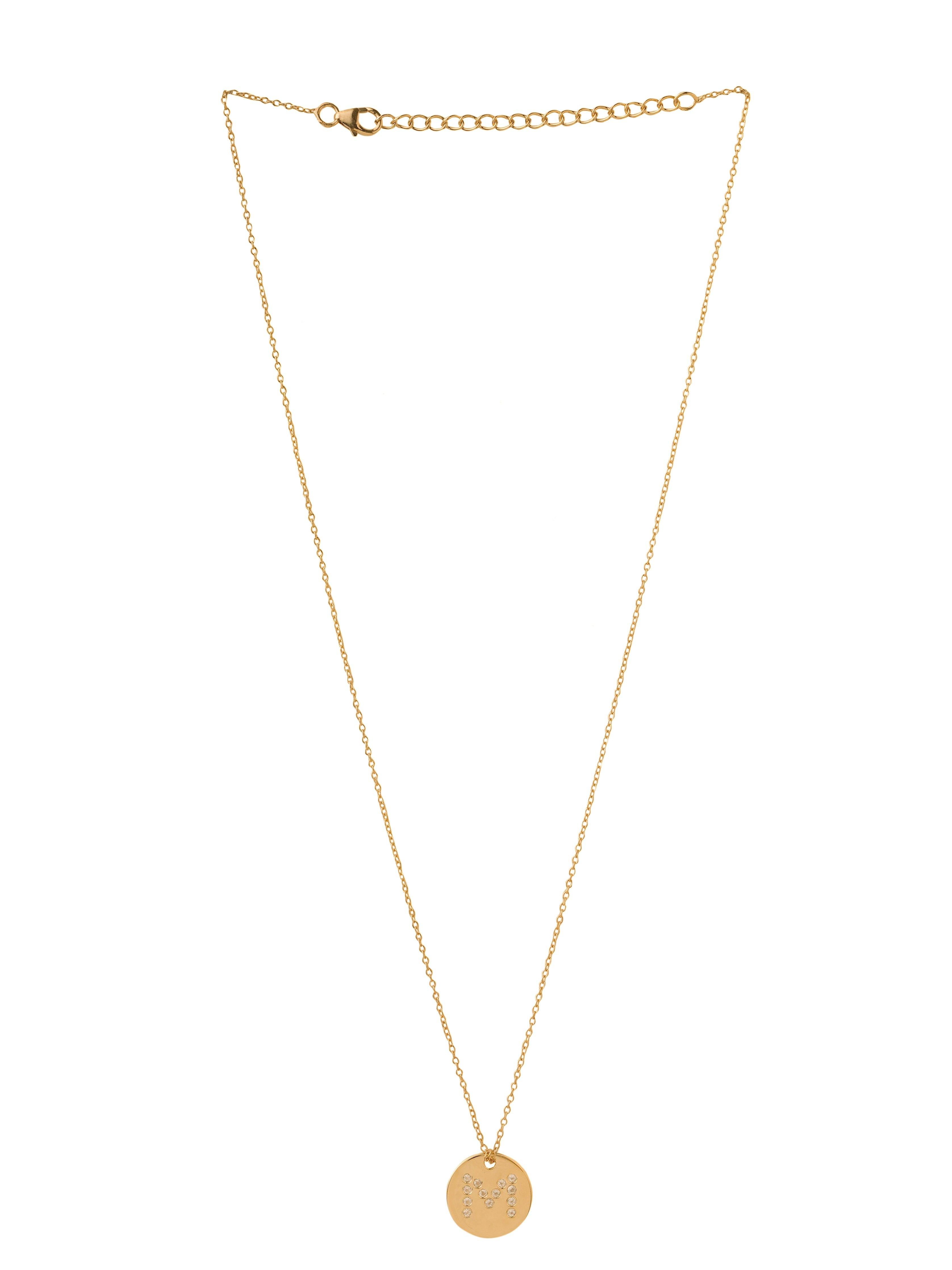 M Mini Chain Pendant White Topaz 925 Sterling Silver Gold Plated Jewelry - YoTreasure