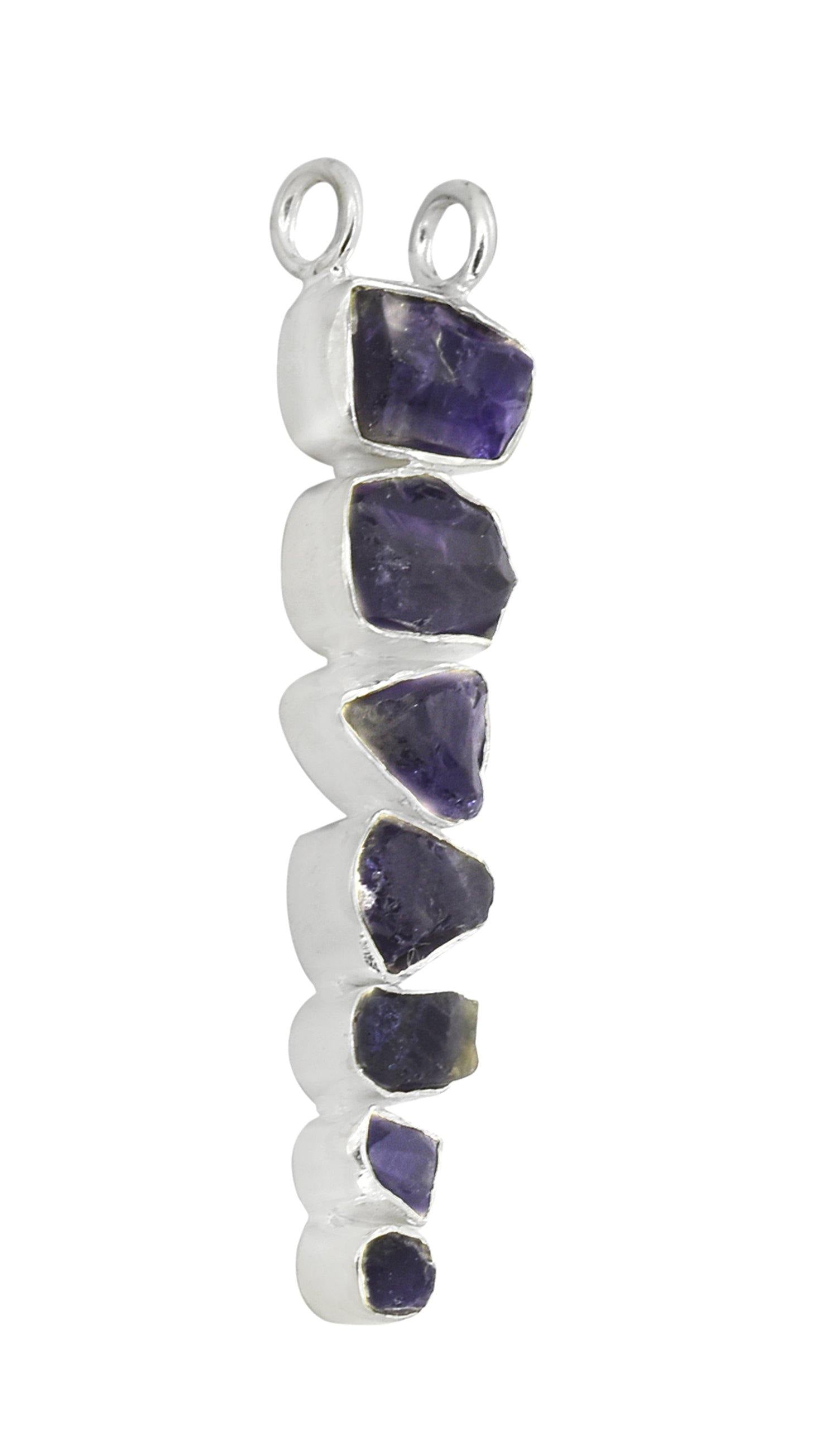 NEW popular Natural Amethyst Rough stone sterling silver 925 Pendant