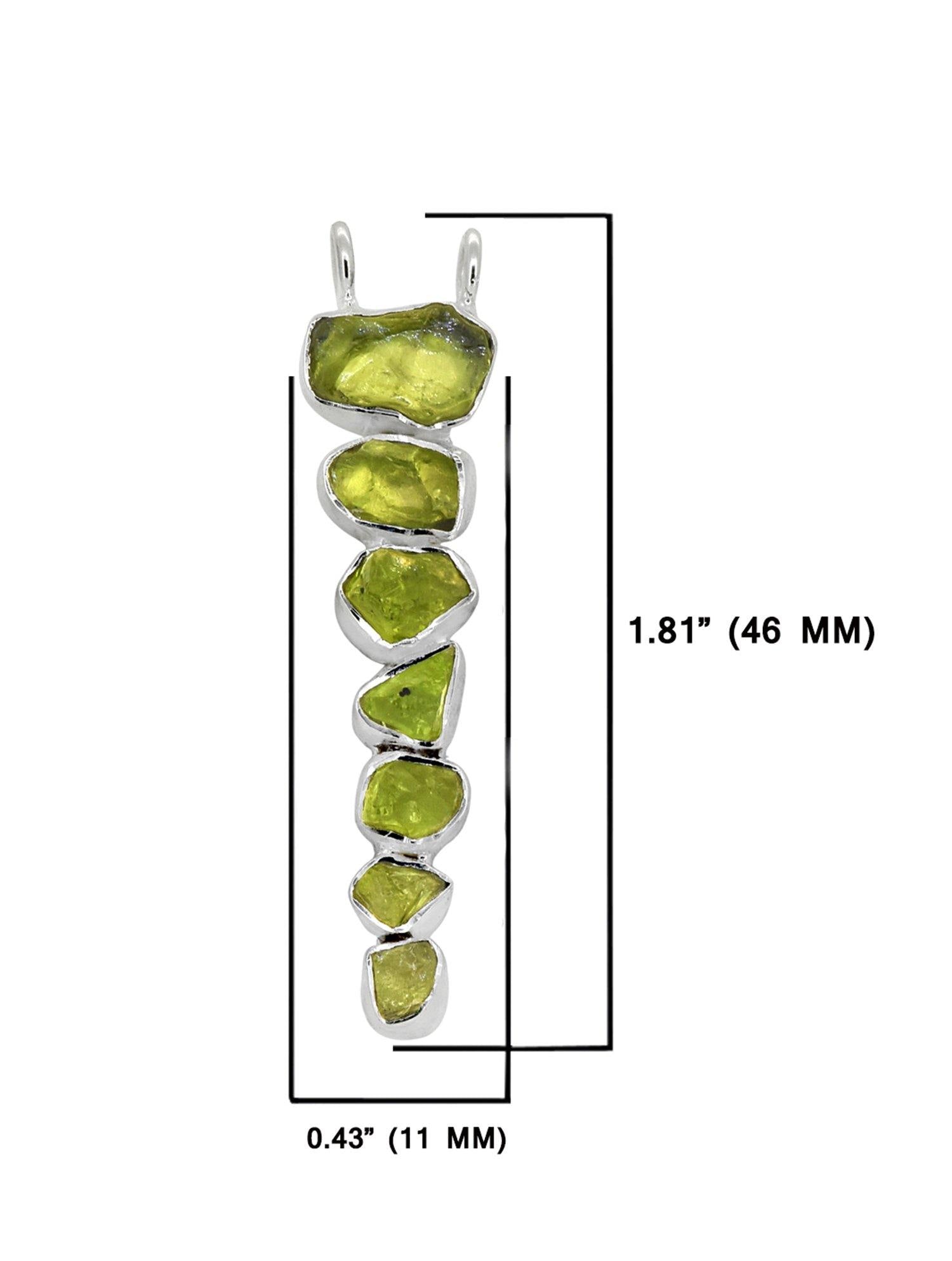 Rough Peridot Solid 925 Sterling Silver Pendant with 18 Inch Chain Necklace Jewelry - YoTreasure