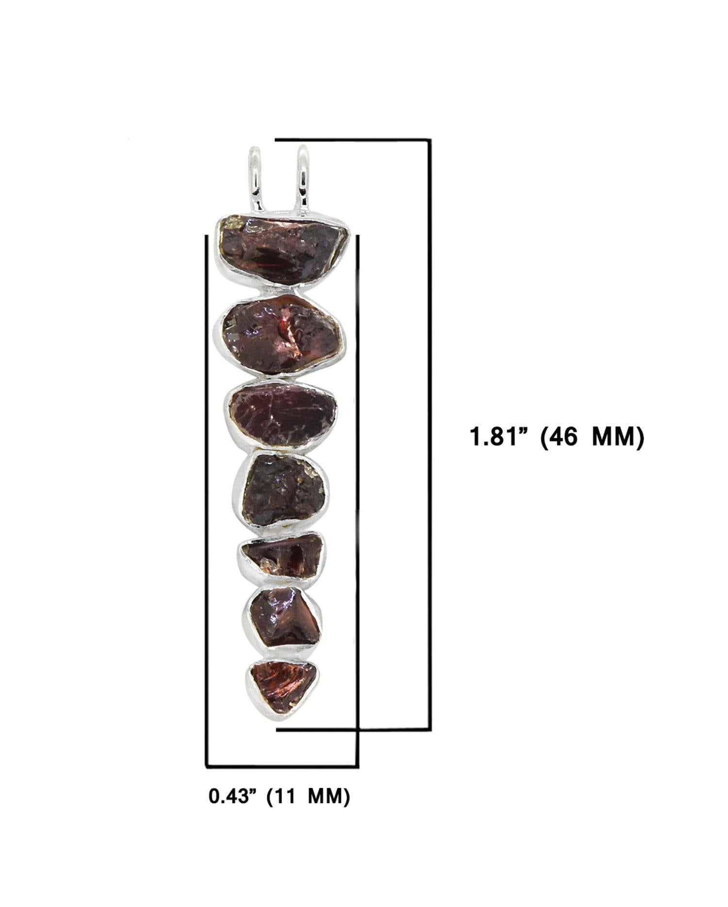 Natural Rough Garnet Solid 925 Sterling Silver Pendant with 18 Inch Chain Necklace Jewelry - YoTreasure