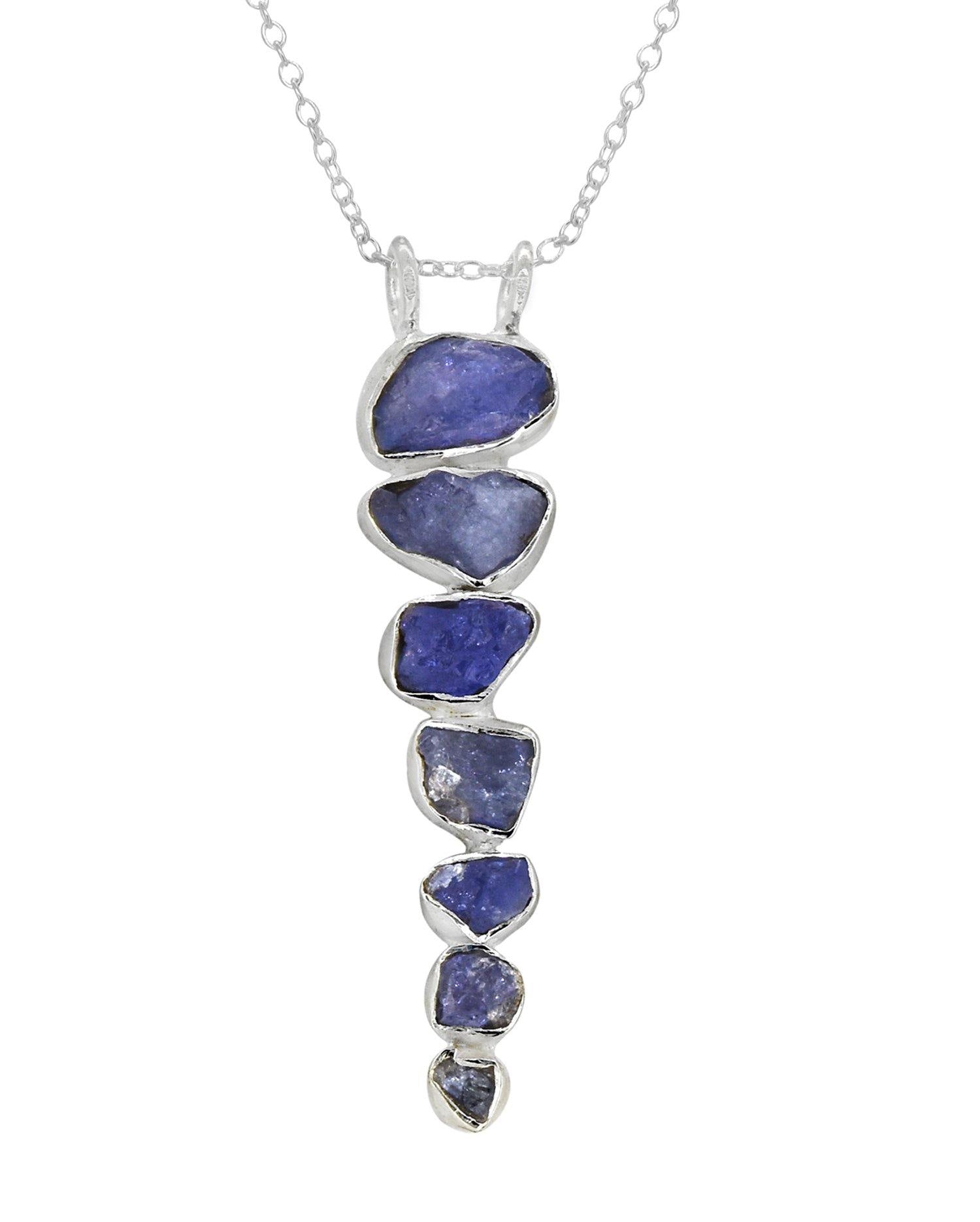 Rough Tanzanite Solid 925 Sterling Silver Pendant with 18 Inch Chain Necklace Jewelry - YoTreasure