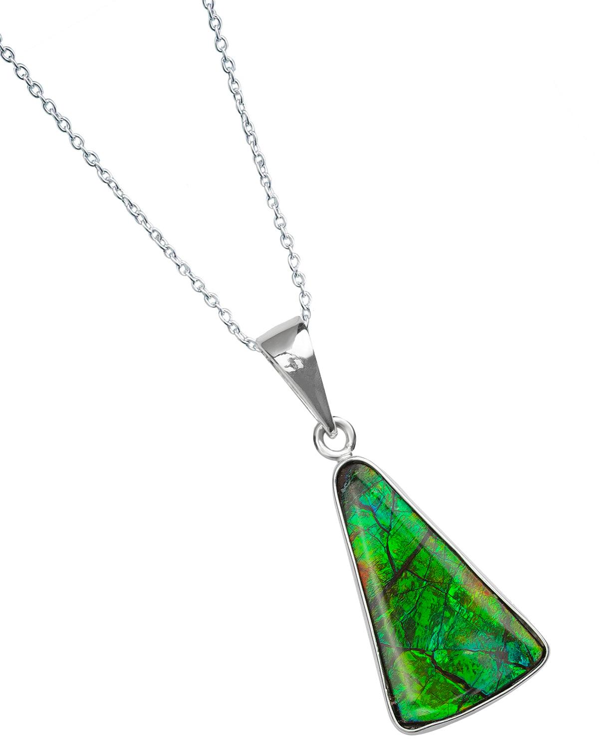 6.50 Ct. Ammolite 925 Sterling Silver Necklace Pendant Jewelry - YoTreasure