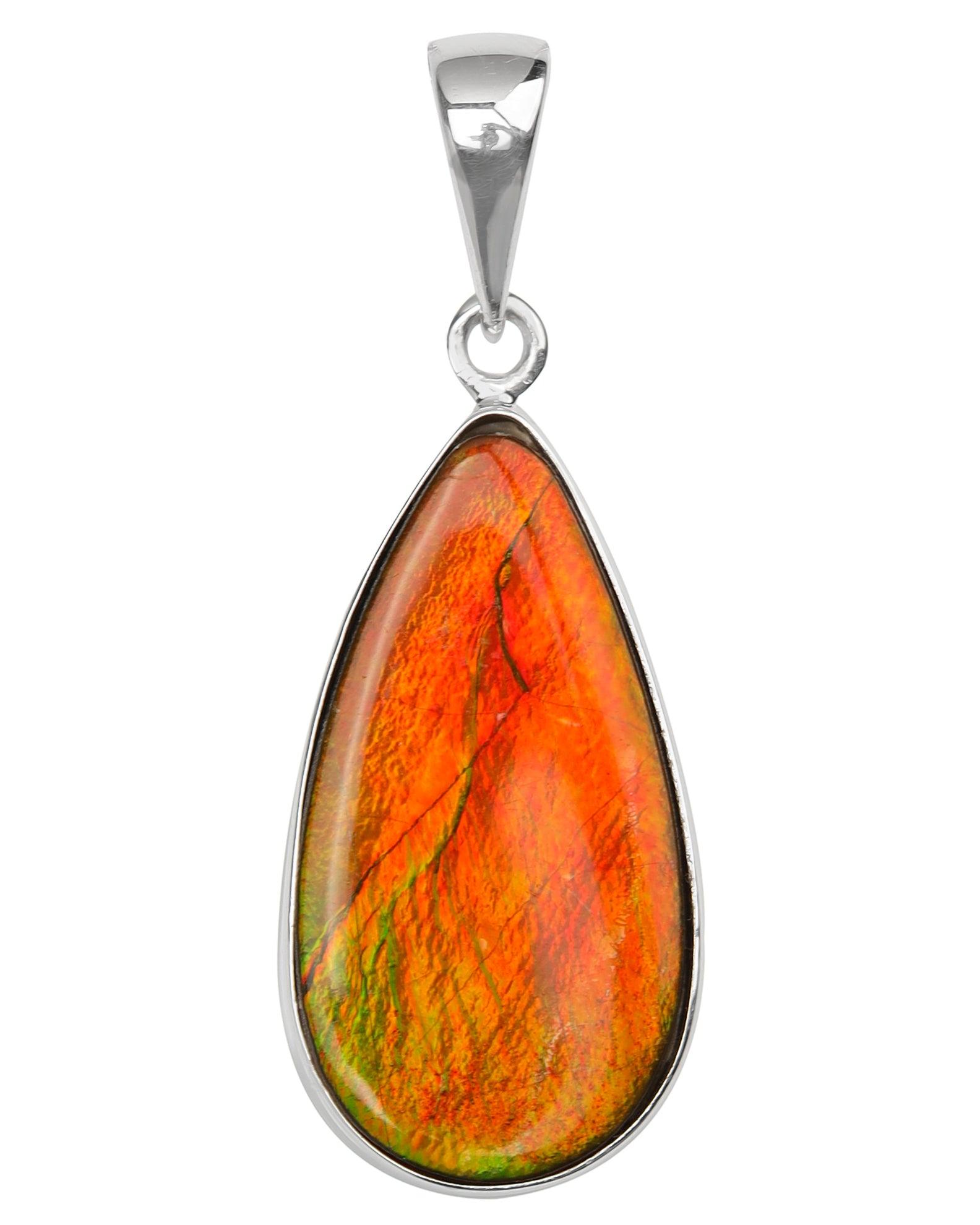 9 Ct. Ammolite 925 Sterling Silver Necklace Pendant Jewelry - YoTreasure