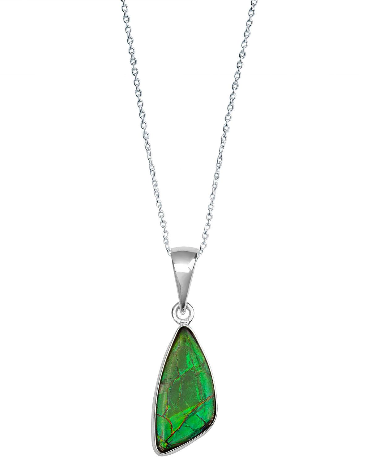 8.45 Ct. Ammolite 925 Sterling Silver Necklace Pendant Jewelry - YoTreasure