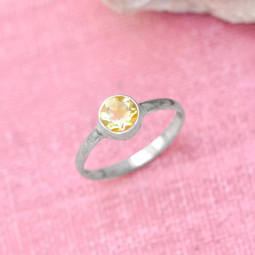 Natural Citrine Solid 925 Sterling Silver Ring Jewelry - YoTreasure