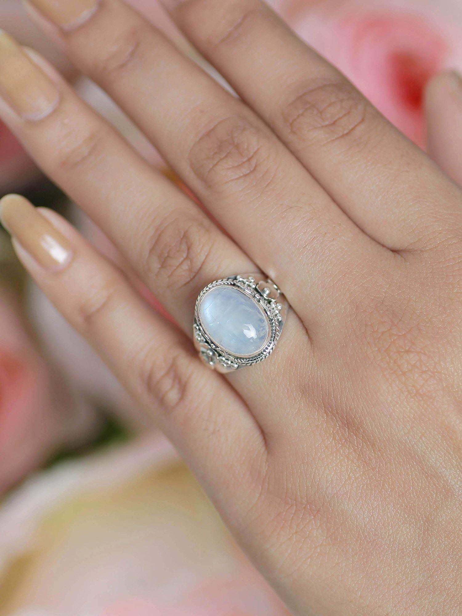 Sterling Silver Moonstone Ring-