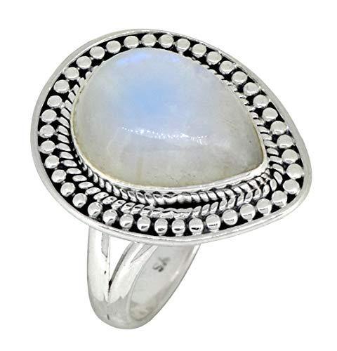 Rainbow Moonstone Solid 925 Sterling Silver Ring Jewelry - YoTreasure