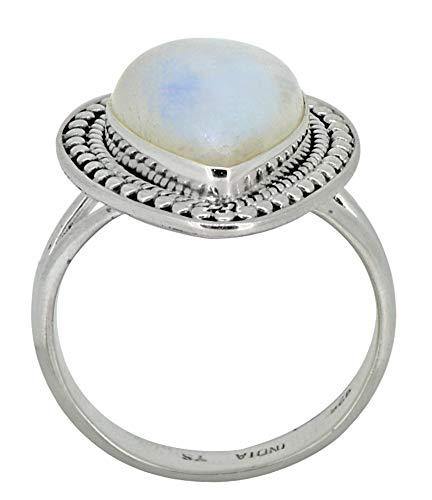 Rainbow Moonstone Solid 925 Sterling Silver Ring Jewelry - YoTreasure