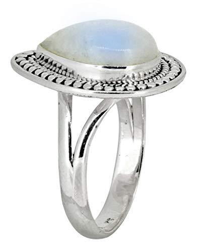 Rainbow Moonstone Solid 925 Sterling Silver Ring Jewelry - YoTreasure