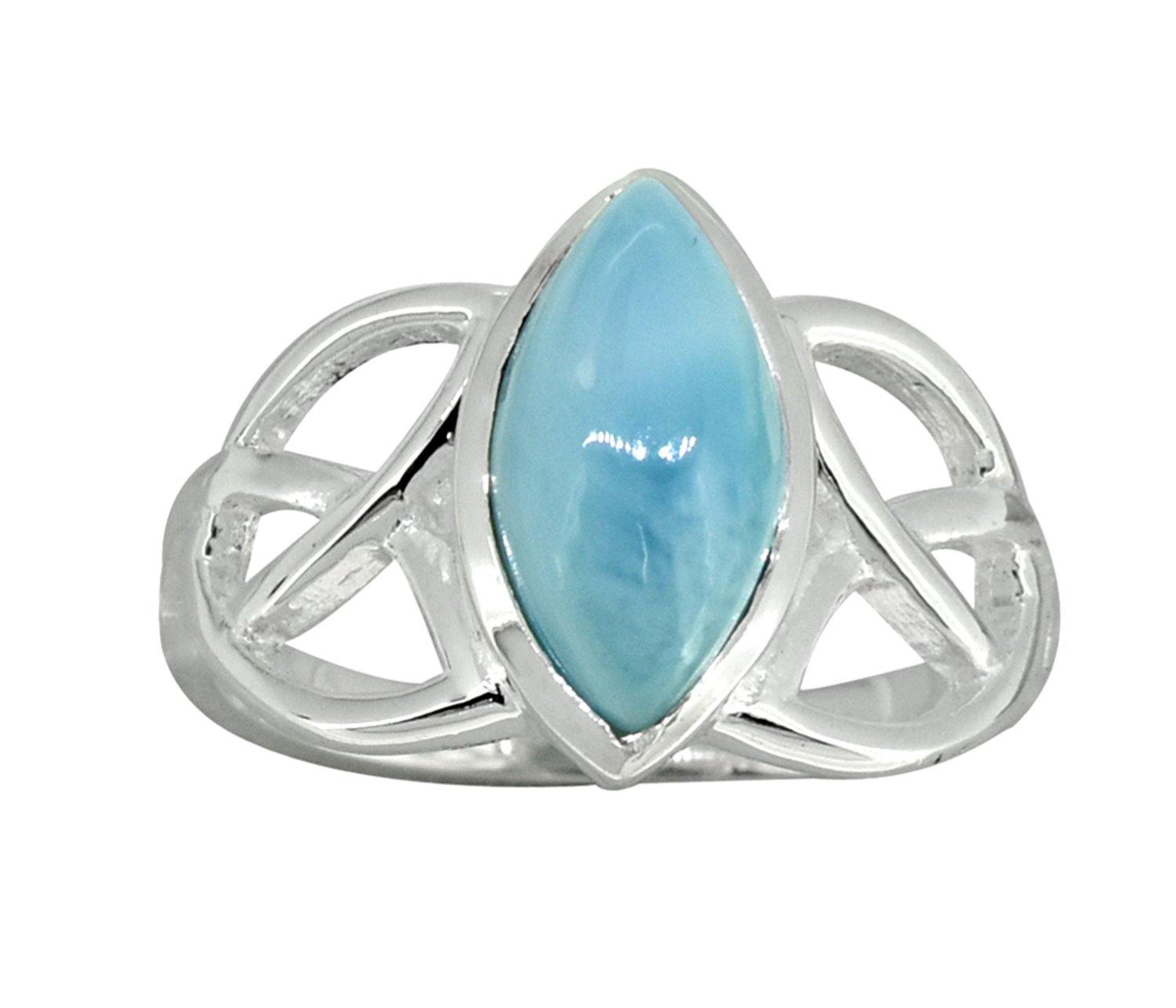 Natural Larimar Solid 925 Sterling Silver Ring Jewelry - YoTreasure
