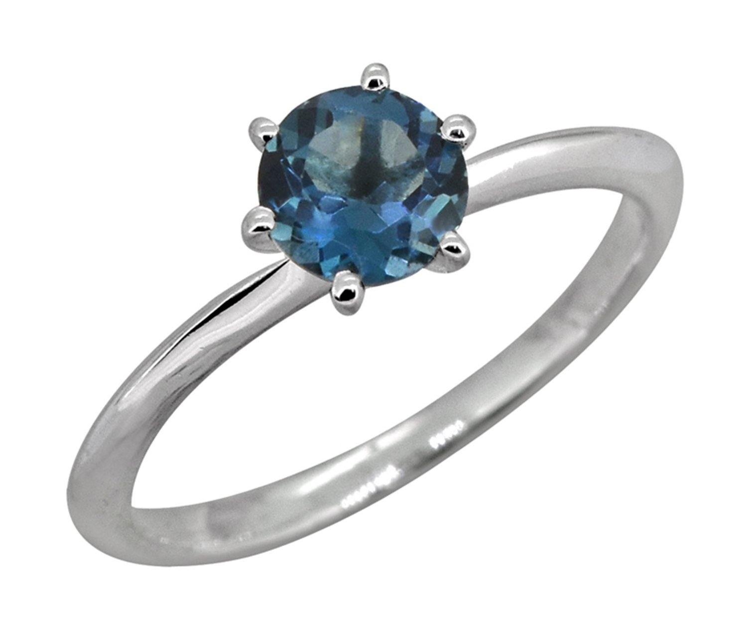 London Blue Topaz Solid 925 Sterling Silver Solitaire Ring Jewelry - YoTreasure
