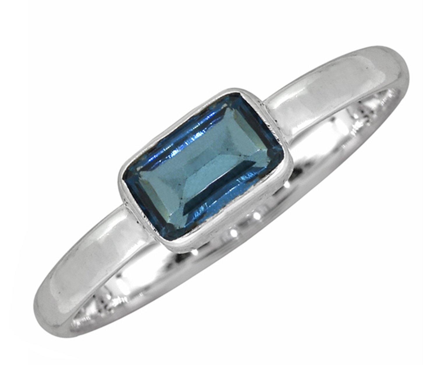 London Blue Topaz Solid 925 Sterling Silver Gemstone Ring - YoTreasure