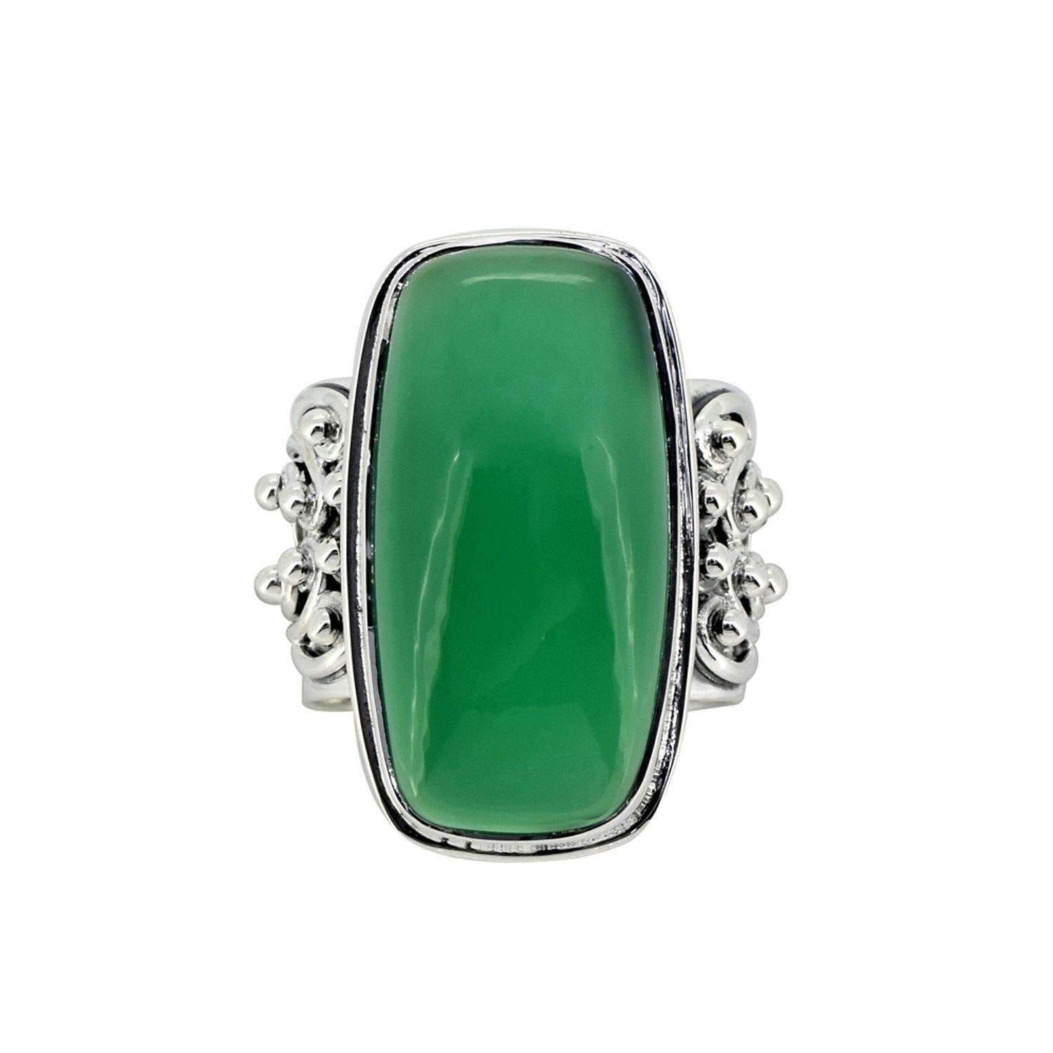 Green Onyx Solid 925 Sterling Silver Ring Jewelry - YoTreasure