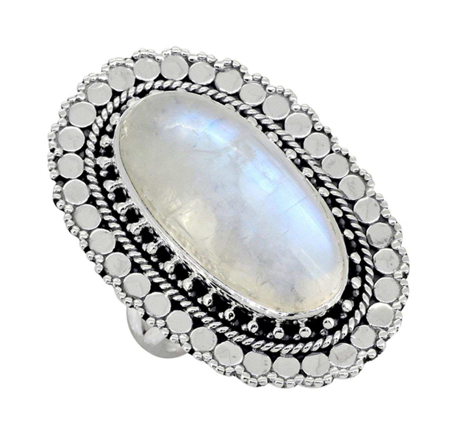 Rainbow Moonstone Solid 925 Sterling Silver Ring Jewelry - YoTreasure