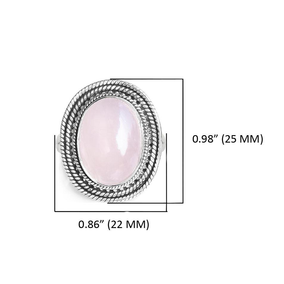 Rose Quartz Solid 925 Sterling Silver Ring Jewelry - YoTreasure