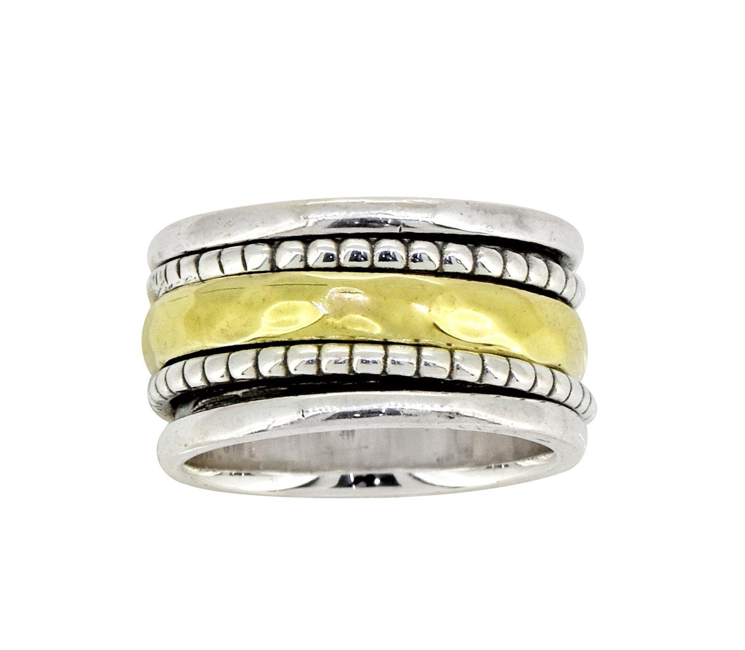 Solid 925 Sterling Silver Brass Meditation Spinning Ring Jewelry - YoTreasure