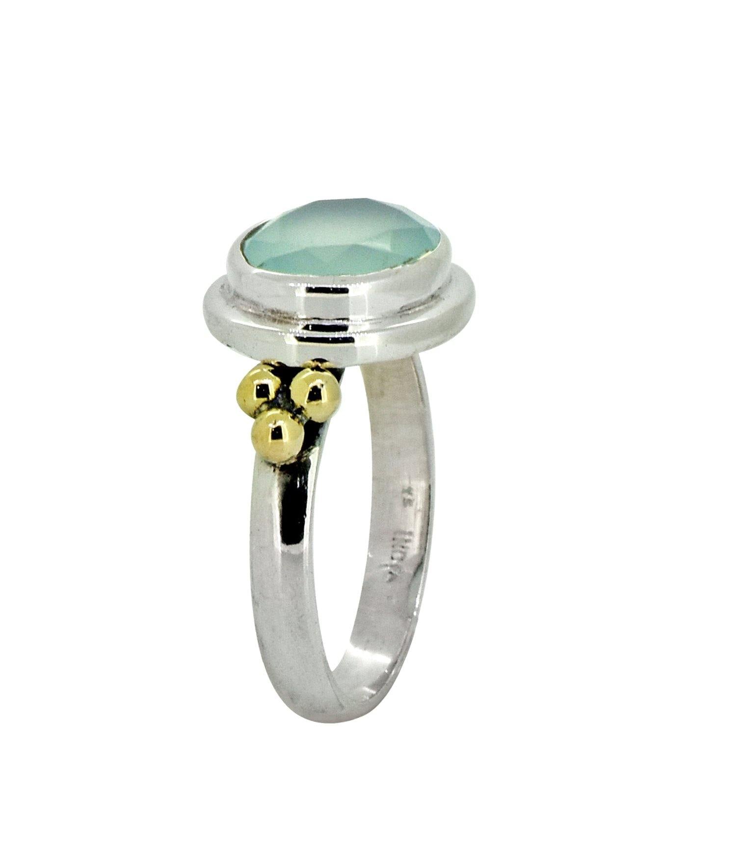 Aqua Chalcedony Solid 925 Sterling Silver Brass Ring Jewelry - YoTreasure
