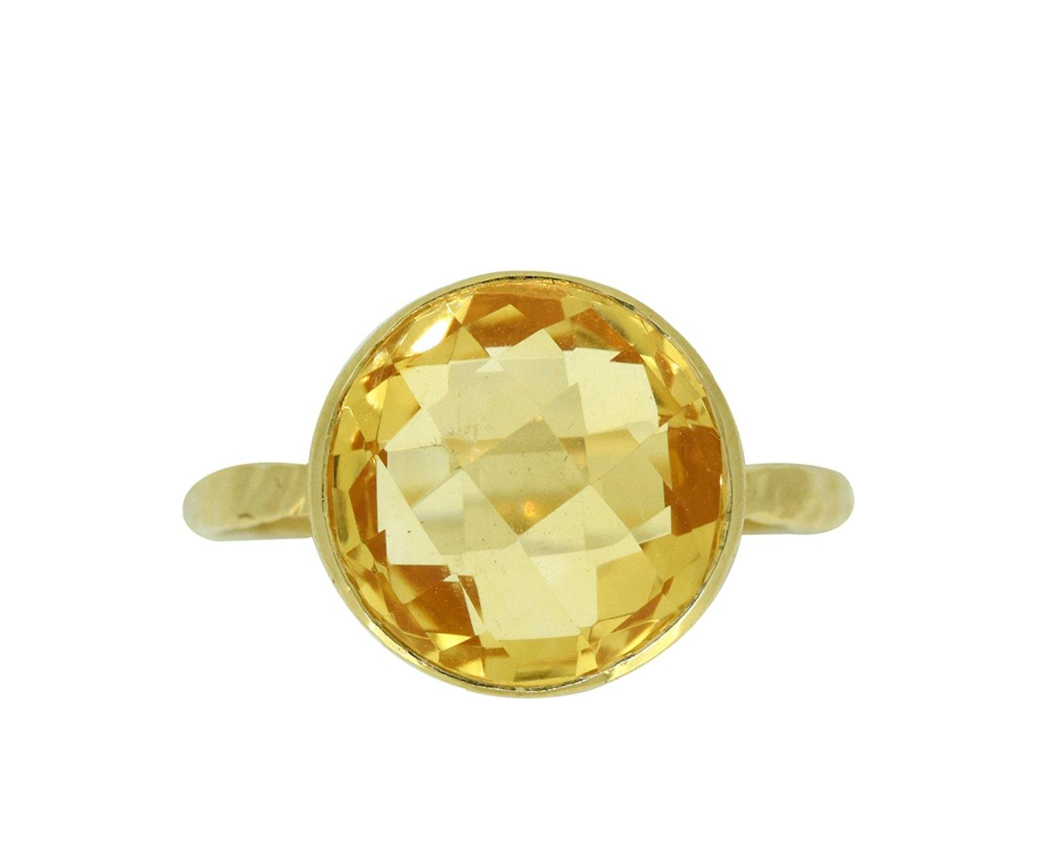 5.60 Ct Citrine Solid 14k Yellow Gold Ring Jewelry - YoTreasure