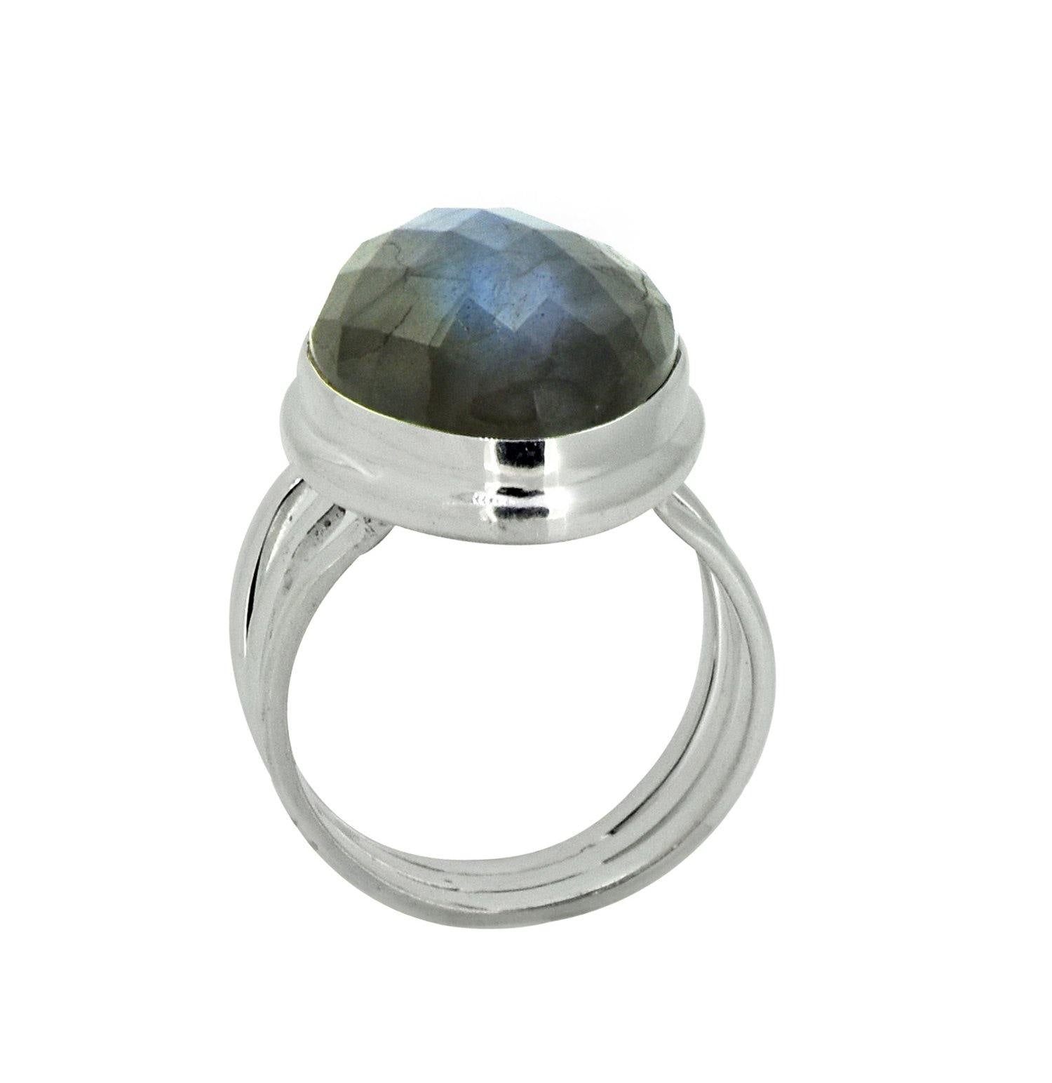 Labradorite Solid 925 Sterling Silver Cocktail Ring Jewelry - YoTreasure