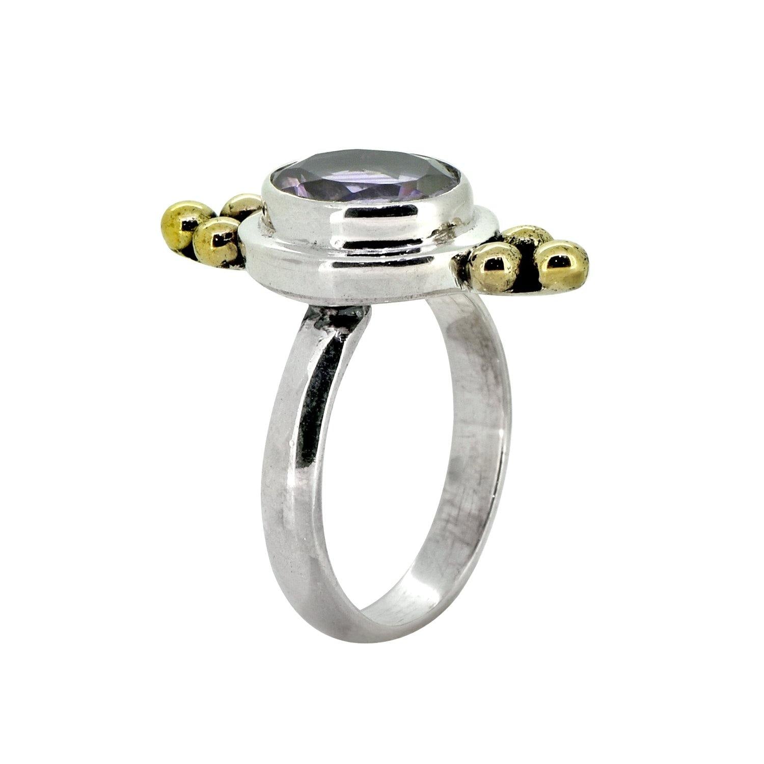 Purple Amethyst Solid 925 Sterling Silver Brass Ring Jewelry - YoTreasure