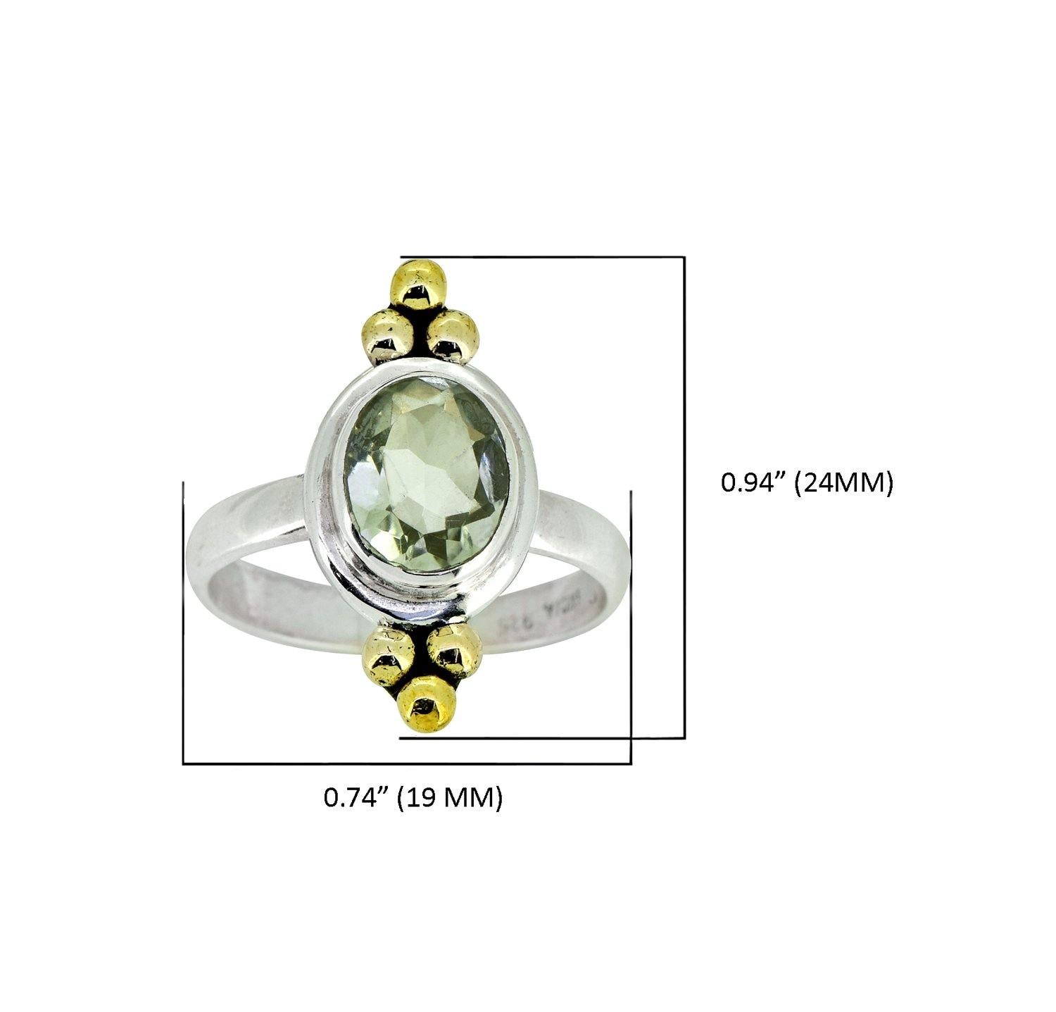 Green Amethyst Solid 925 Sterling Silver Brass Ring Jewelry - YoTreasure