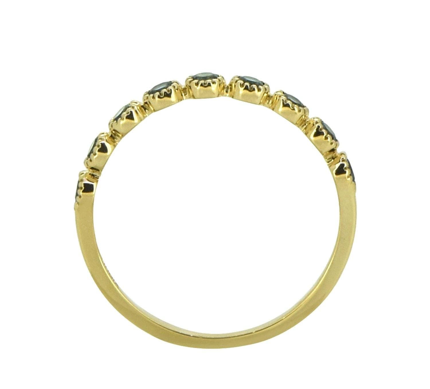 0.48 Ct London Blue Topaz Solid 14k Yellow Gold Eternity Band Ring Jewelry - YoTreasure