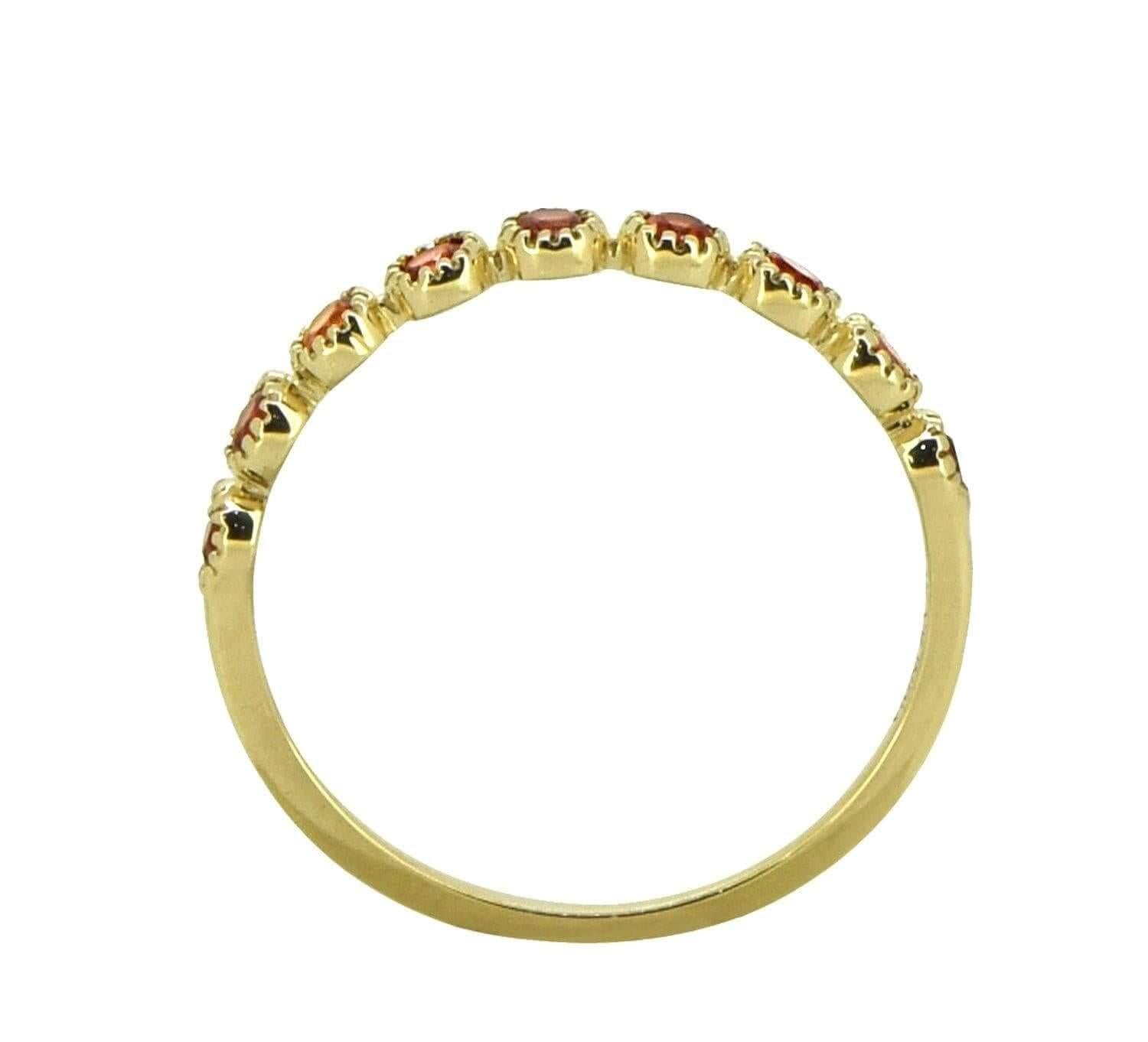 0.41 ct Orange Sapphire Solid 14k Yellow Gold Eternity Band Ring Jewelry - YoTreasure