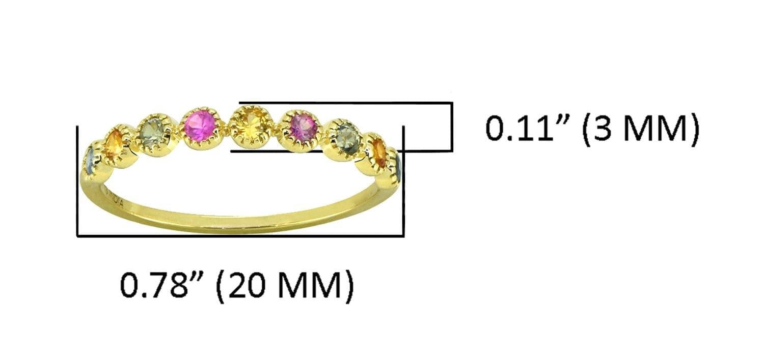 0.41 ct Multi Sapphire Solid 14k Yellow Gold Eternity Band Ring Jewelry - YoTreasure