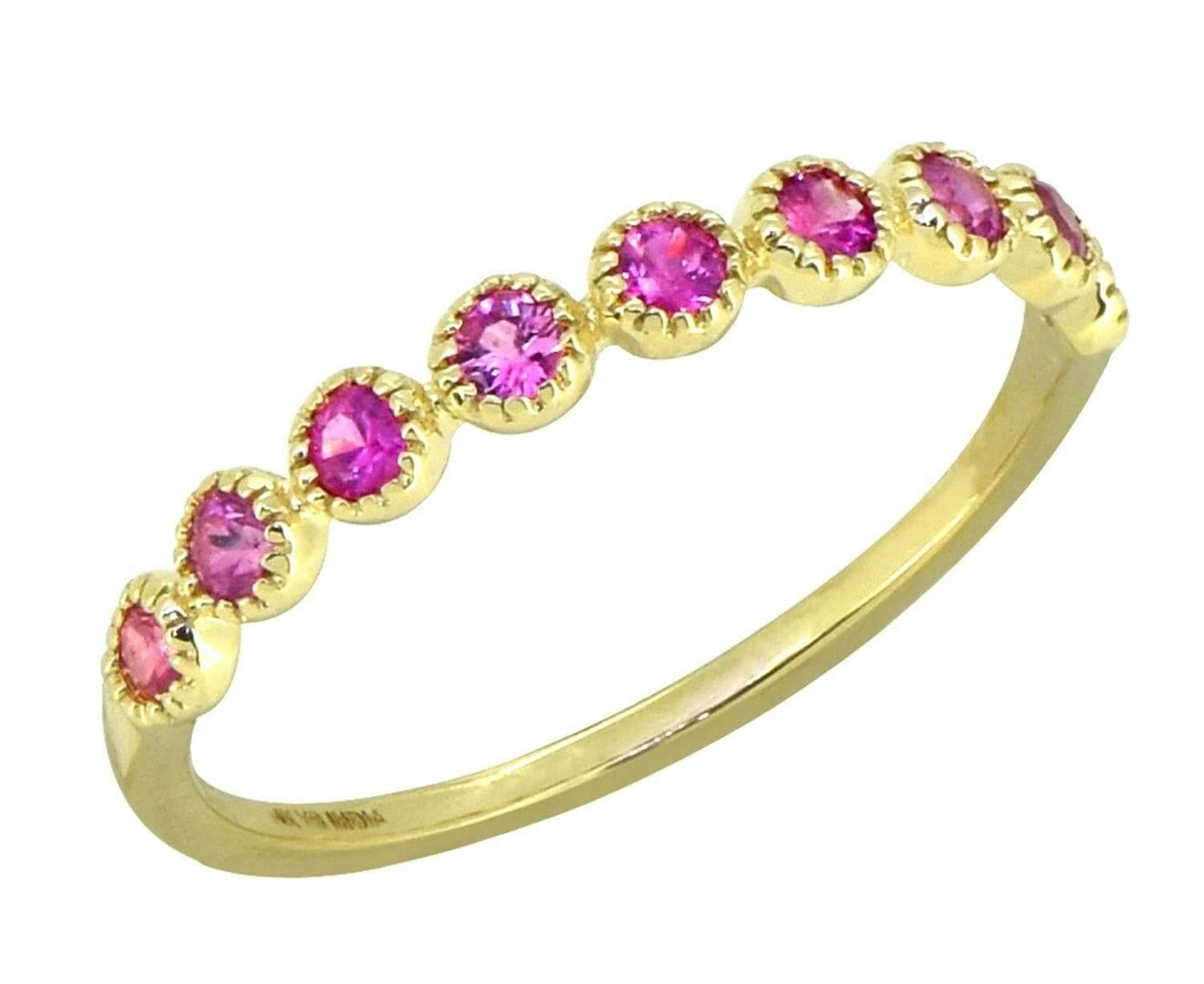 0.36 ct Pink Sapphire Solid 14k Yellow Gold Eternity Band Ring Jewelry - YoTreasure