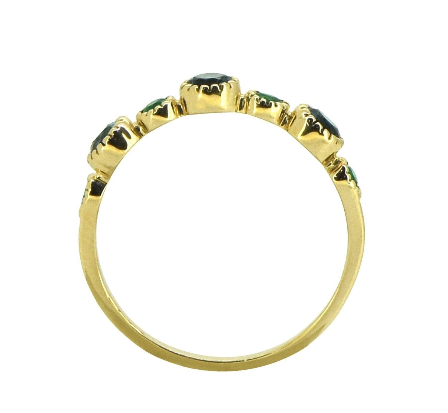 0.59 ct London Blue Topaz Solid 14k Yellow Gold Eternity Band Ring Jewelry - YoTreasure