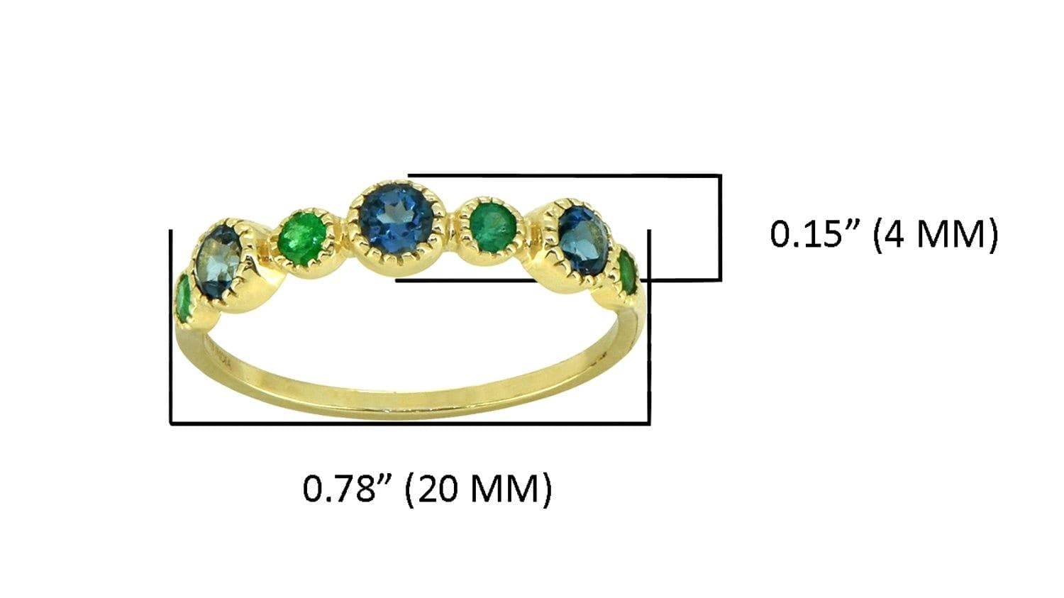 0.59 ct London Blue Topaz Solid 14k Yellow Gold Eternity Band Ring Jewelry - YoTreasure