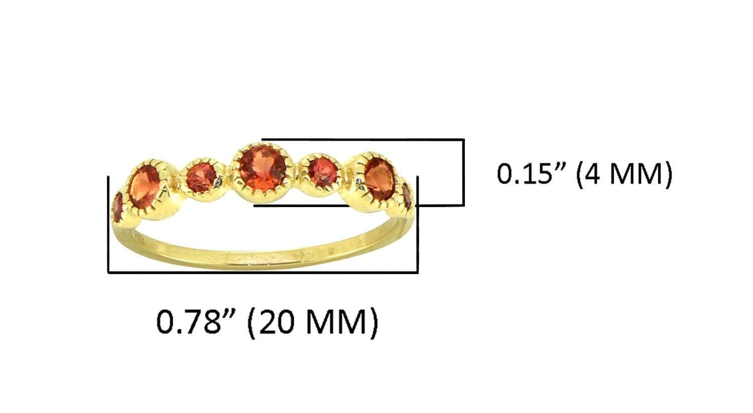 0.61 Ct Orange Sapphire Solid 14k Yellow Gold Eternity Band Ring Jewelry - YoTreasure