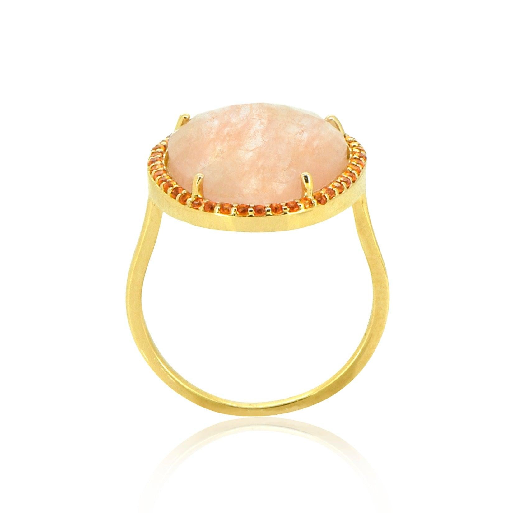 7.13 Ct Morganite Orange Sapphire Solid 14k Yellow Gold Ring Jewelry - YoTreasure