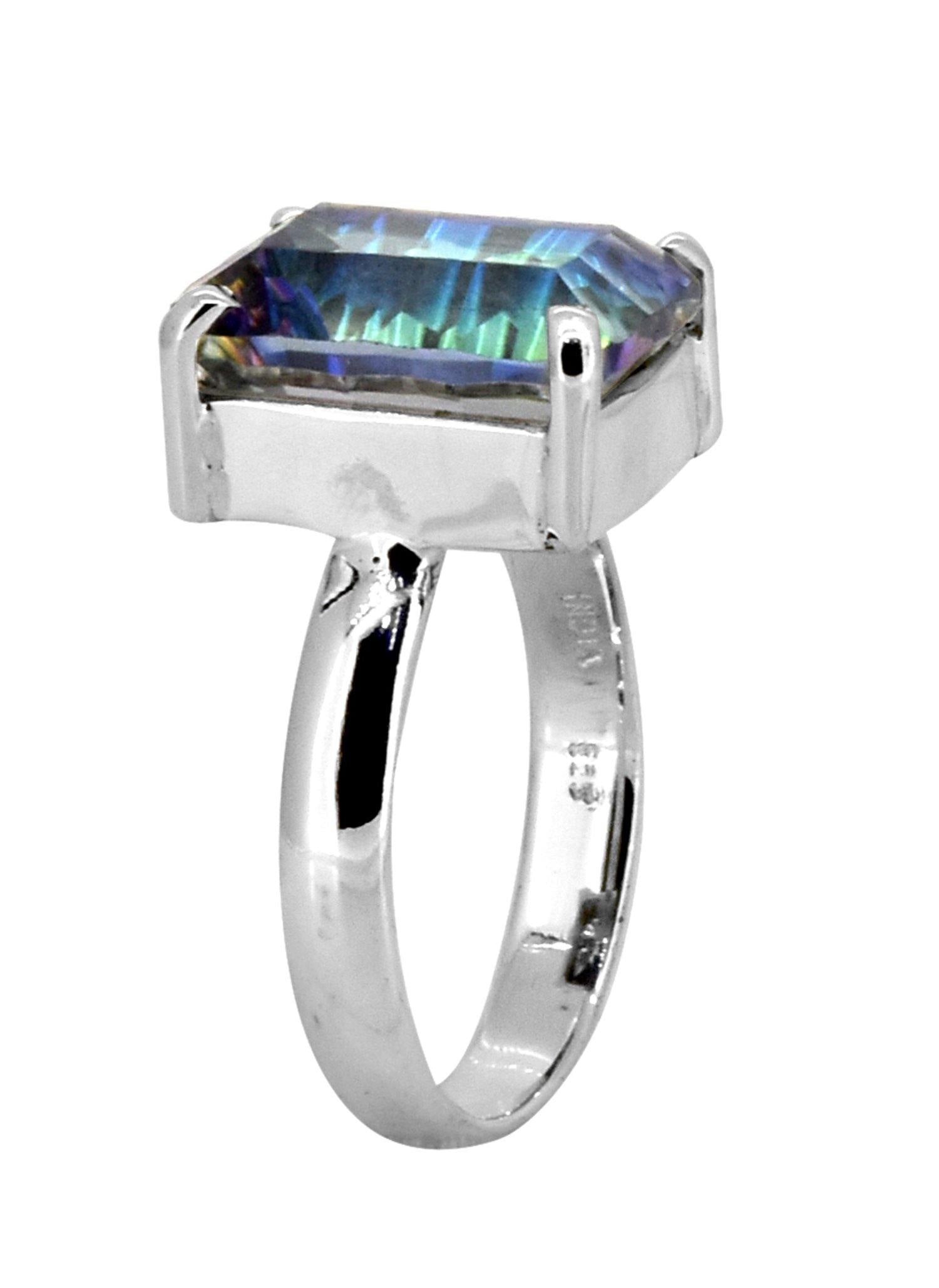 Rainbow Quartz Solid 925 Sterling Silver Ring Jewelry - YoTreasure