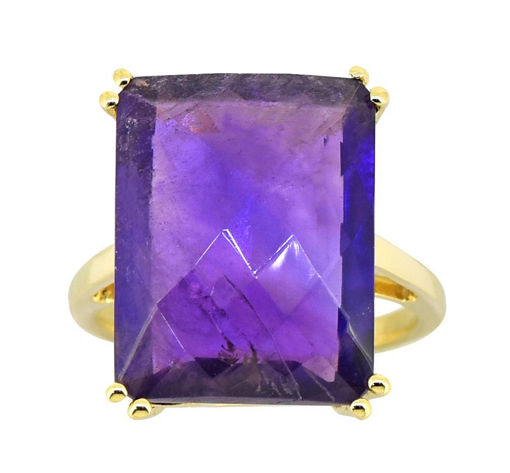 Purple Beauty 48.5 carat Amethyst 18K Gold over .925 Sterling Silver Ring size 6 deals 1/2