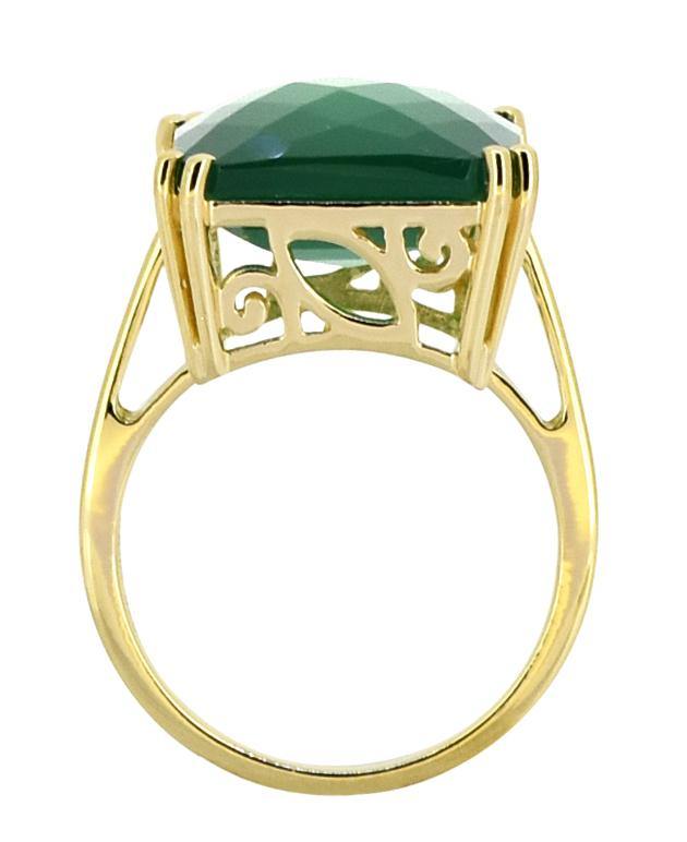 Green Onyx Solid 925 Sterling Silver Gold Plated Ring Jewelry