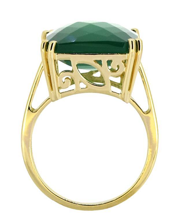 Green Onyx Solid 925 Sterling Silver Gold Plated Ring Jewelry - YoTreasure