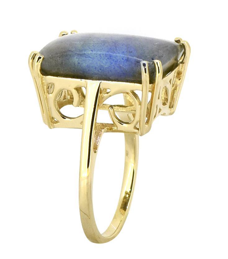 Labradorite Solid 925 Sterling Silver Gold Plated Ring Jewelry - YoTreasure