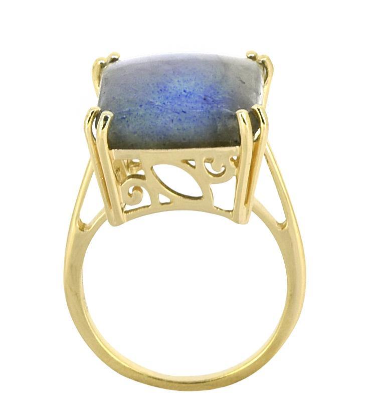 Labradorite Solid 925 Sterling Silver Gold Plated Ring Jewelry - YoTreasure