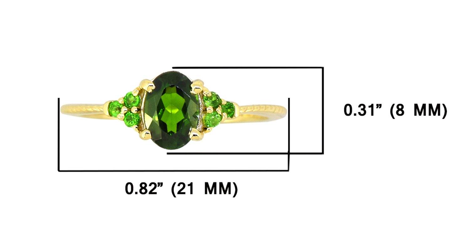 Chrome Diopside Solid 925 Sterling Silver Gold Plated Promise Ring Genuine Gemstone Jewelry - YoTreasure