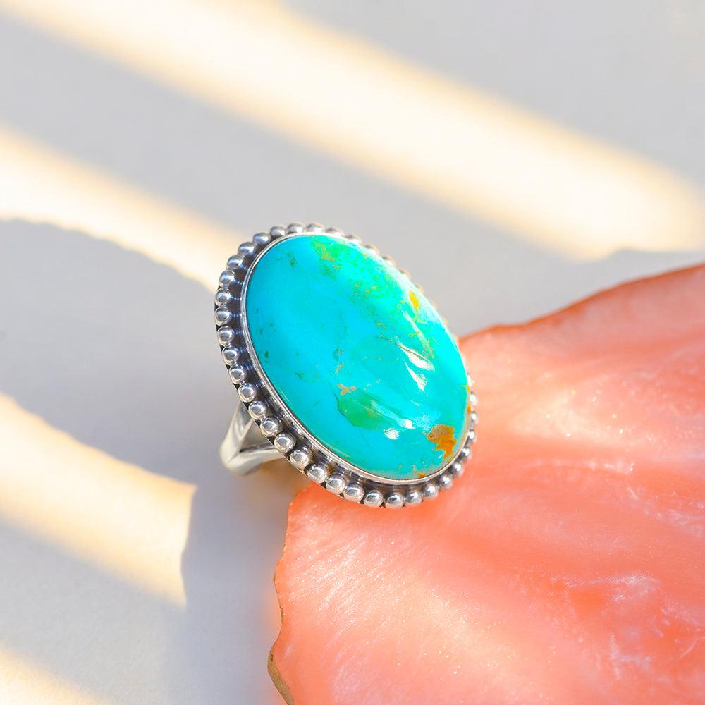 Blue Mohave Turquoise Solid 925 Sterling Silver Gemstone Ring Jewelry - YoTreasure